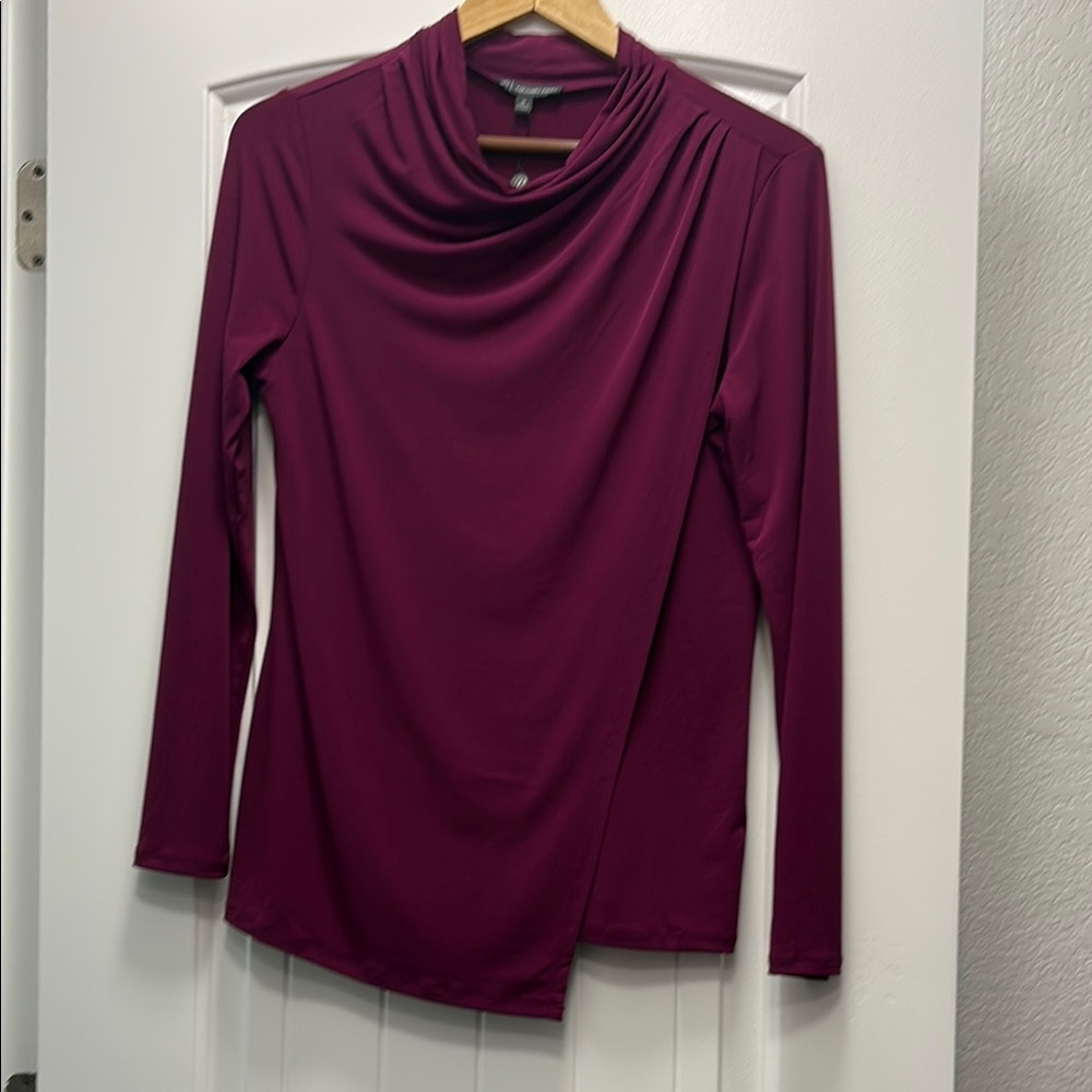 Women's Burgundy Cowl Neck Top